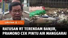 Gubernur Jakarta Pramono Anung meninjau pintu air Manggarai, seiring banjir melanda permukiman warga Jakarta di bantaran kali Ciliwung.