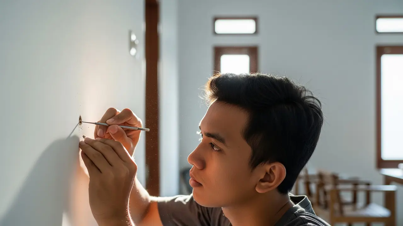 Cara Menutup Lubang Bekas Paku di Dinding