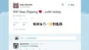 Presenter Indy Barends, menulis, “RIP Mas Pepeng ❤” lewat akun Twitter-nya, @indybarends. (twitter.com/indybarends)