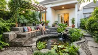 10 Desain Area Duduk Amfiteater untuk Rumah Type 45, Bikin Halaman Estetik dan Nyaman
