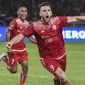 Striker Persija Jakarta, Marko Simic, merayakan gol yang dicetaknya ke gawang Bali United pada final Piala Presiden di SUGBK, Jakarta, Sabtu (17/2/2018). Persija menang 3-0 atas Bali United. (Bola.com/Vitalis Yogi Trisna)