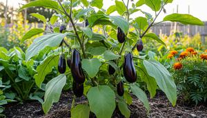 Ilustrasi Tanaman Terong Ungu. (Foto: Gemini AI)