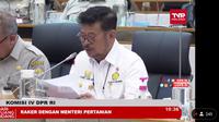 Menteri Pertanian Syahrul Yasin Limpo menyampaikan progres capaian output utama Kementerian Pertanian tahun 2022
