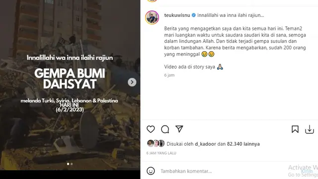 Gempa Turki (Foto: Instagram/@teukuwisnu)