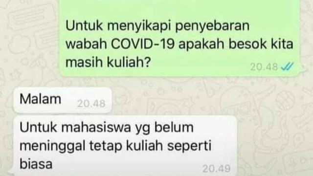6 Chat Dosen Iseng saat Dihubungi Mahasiswa Malam Hari Ini Bikin Ngakak
