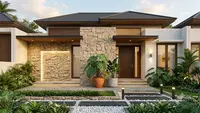 8 Ide Teras Dinding Batu Tempel dan Monstera agar Fasad Rumah Terlihat Lebih Mewah