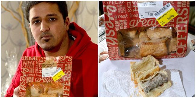 Cheese roll yang dibeli Shamrez berlabel vegetarian, tapi ternyata di dalamnya mengandung daging babi. | Foto: copyright dailymail.co.uk