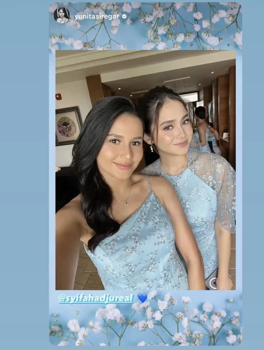 Yunita Siregar memilih dress berpotongan one shoulder. Dan Syufa Hadju berkerah halter dengan lengan menerawang. [@yunitasiregar]