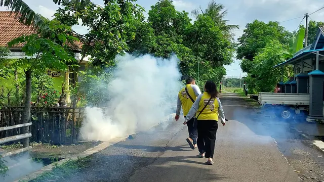 Proses pengasapan atau Fogging di sejumalh titik endemi DBD di Situbondo (Istimewa)