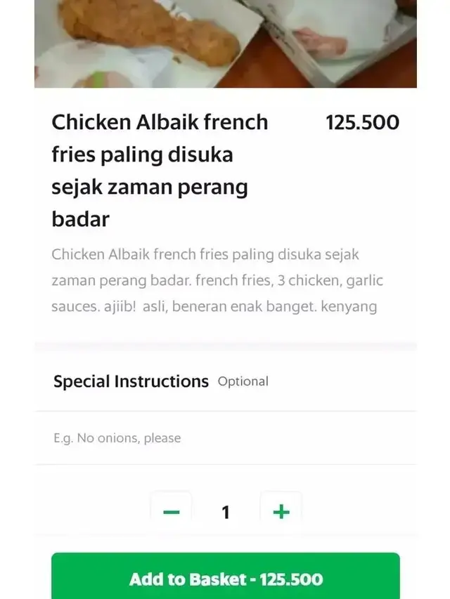 8 Potret Nama Menu Makanan di Aplikasi Ojek Online Ini Nyeleneh Banget