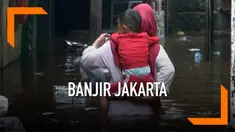 Hujan di hulu Sungai Ciliwung menyebabkan banjir di sebagian wilayah Jakarta.
