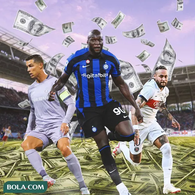 Ilustrasi - Cristiano Ronaldo, Romelu Lukaku, Neymar