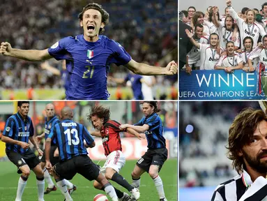 Berikut perjalanan karier dan prestasi yang pernah diraih gelandang terbaik asal Italia, Andrea Pirlo. Mulai dari Trofi Serie A, Liga Champions hingga Piala Dunia. (Foto-foto Kolase AFP)