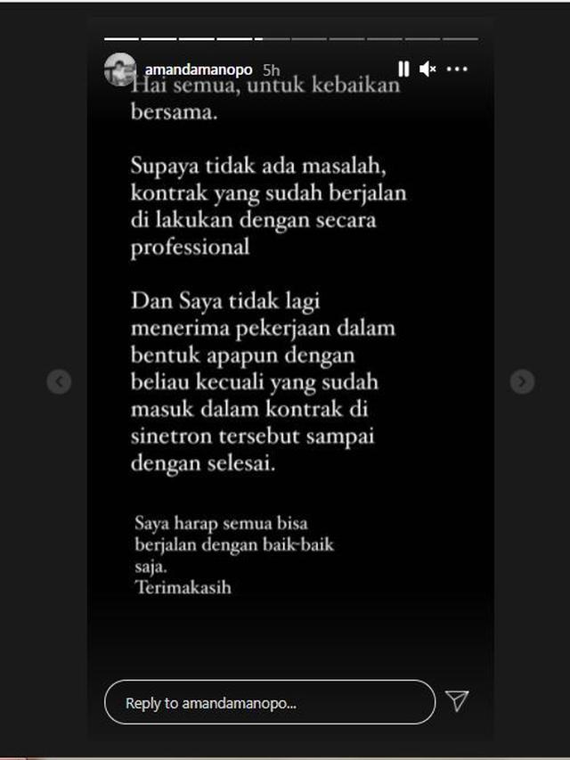 Amanda Manopo buka suara terkait sesi pemotretannya dengan Arya Saloka yang tuai kontroversi