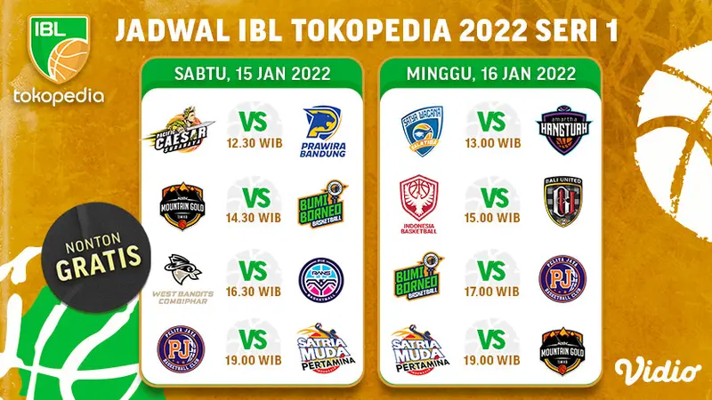 Jadwal Live Streaming IBL 2022 Seri 1 Pekan Perdana di Vidio, 15-16 januari 2022