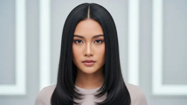 Model Rambut Wanita Panjang Belah Tengah Gaya Potongan Tumpul