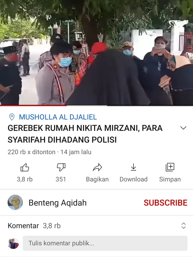 Unggahan kanal Benteng Aqidah. (Foto: YouTube Benteng Aqidah)