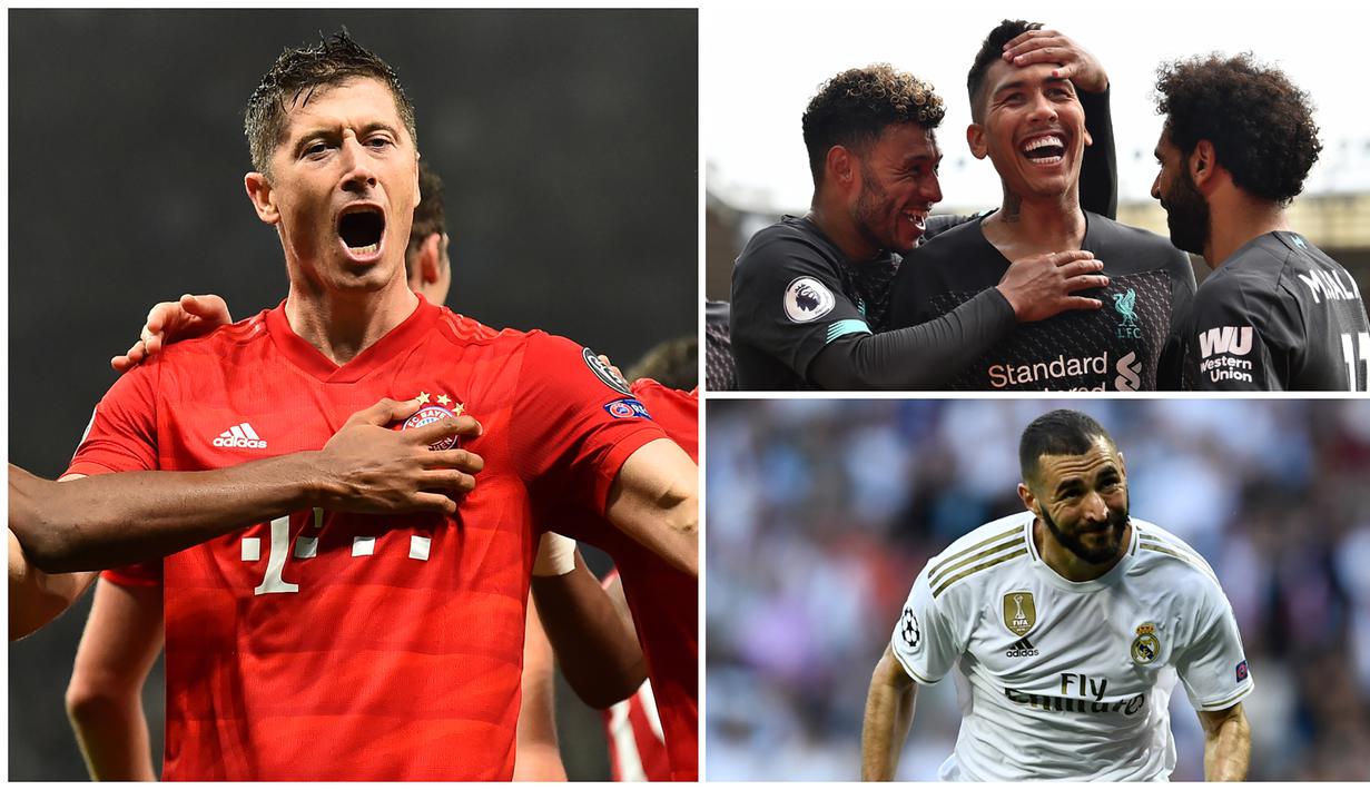 Berikut ini 10 bomber haus gol di Liga Champions musim 2019/2020. (Kolase Foto dari AFP)