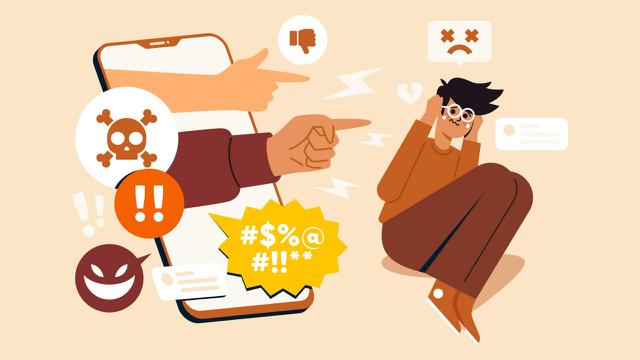 Ilustrasi online bullying, perundungan online, digital