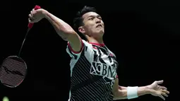 Jonatan Christie harus puas menyandang predikat runner-up di ajang badminton super 750, Japan Open 2023. (AP Photo/Hiro Komae)
