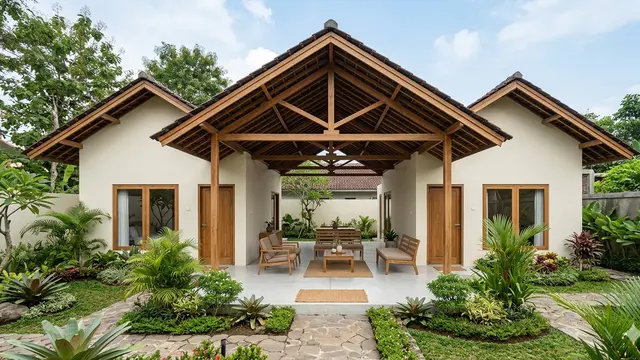 Contoh Rumah Sederhana dengan Teras Luas untuk Hari Tua. Gemini