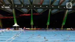 Suasana laga antara Indonesia melawan Malaysia pada cabang polo air putra SEA Games 2019 di Aquatic Center, Clark, Filipina, Jumat (29/11/2019). Indonesia berhasil meraih emas perdana dari cabang polo air. (Bola.com/M Iqbal Ichsan)
