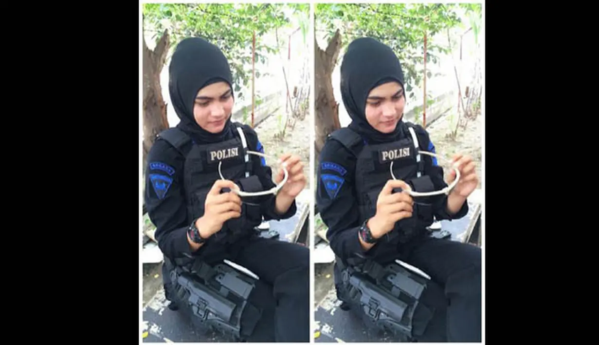 Bripda Nina Octoviana merupakan satu-satunya perempuan yang bergabung dalam personel Perlawanan Teror (Wanteror) Gegana Brimob Polda Aceh yang berjumlah 45 orang. (instagram.com/ninaoktoviana)