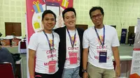 Andrew Marchen (tengah), CEO di CepatSwipe, saat menghadiri acara Tech in Asia Conference 