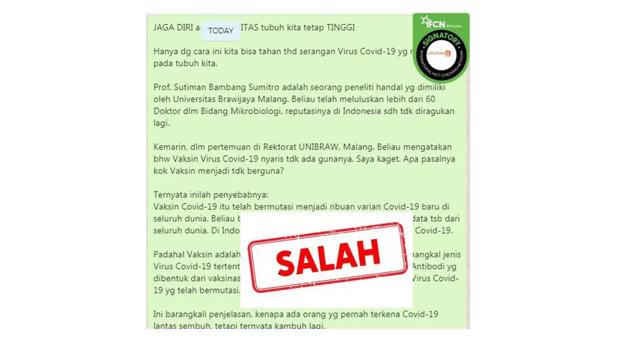 Cek Fakta Vaksin Covid-19 bermutasi