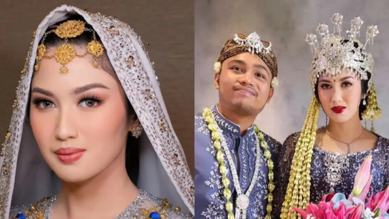 Ochi Rosdiana di hari pernikahannya dengan konsep adat tradisional
