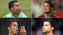 Berikut ini kumpulan mimik unik dari Cristiano Ronaldo saat bermain untuk Real Madrid, Portugal dan juga Manchester United. (Kolase foto-foto dari AFP)