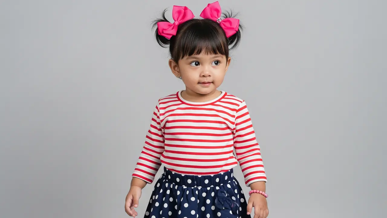 Model Baju Anak Perempuan 1-5 Tahun Motif Polkadot & Stripe