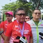 Sekretaris Jenderal DPP PDI Perjuangan (PDIP) Hasto Kristiyanto usai mengikuti Soekarno Run di Plaza Timur Senayan, Jakarta Pusat pada Minggu (18/8/2024). (Liputan6.com/Ady Anugrahadi)