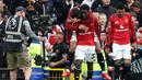 Manchester United berhasil meraih kemenangan penting saat menjamu Liverpool di Stadion Old Trafford, Minggu (3/5/2026) malam WIB. Kejar mengejar gol terjadi, namun gol Kobbie Mainoo memastikan tiga poin krusial buat Setan Merah. (AFP/Darren Staples)