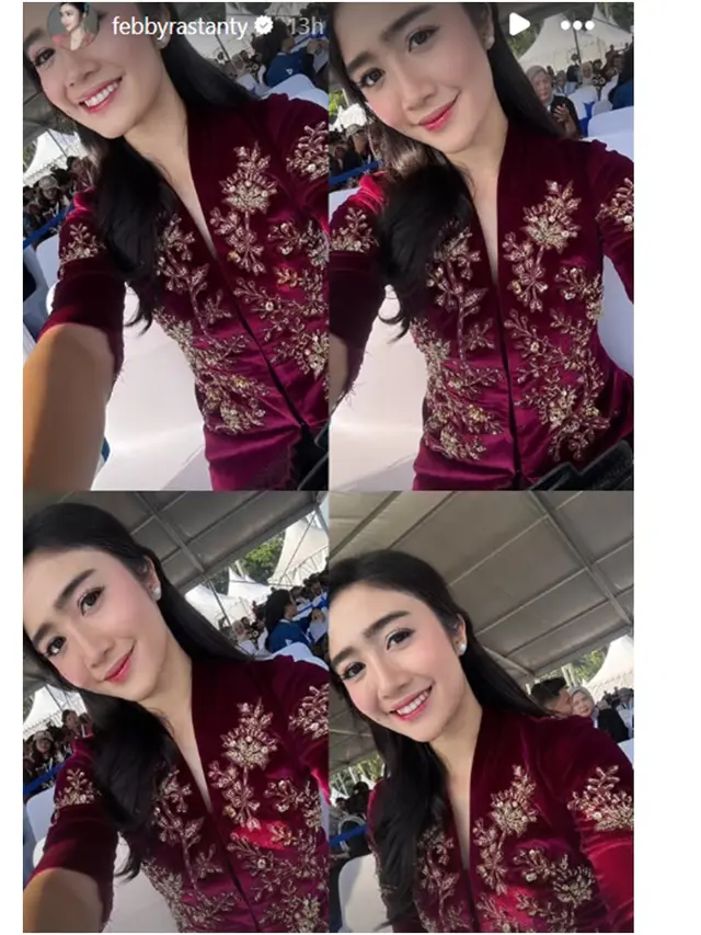 6 Potret Outfit Febby Rastanty di HUT Bhayangkara dan Syukuran Kenaikan Pangkat Suami