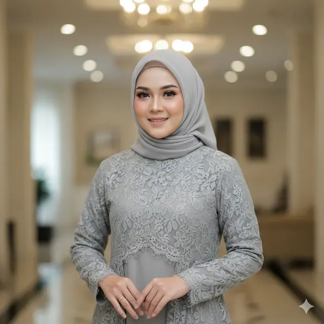 Model Gamis Layer Brokat untuk Lebaran 2026 (Foto: Gemini AI)