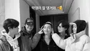 Park Seo Joon melalui Instagram membagikan foto Wooga Squad— yang beranggotakan Park Seo Joon, V, Park Hyung Sik, Peakboy, dan Choi Woo Shik—. “Makdaengyi (mengacu pada V sebagai anggota termuda), kembalilah dengan selamat," kata Seo Joon. (Foto: Instagram/ bn_sj2013)