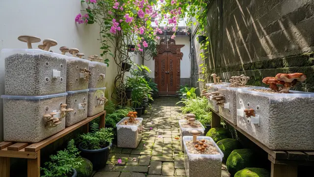 Ide Kebun Jamur Mini di Lorong Samping Rumah/Gemini AI
