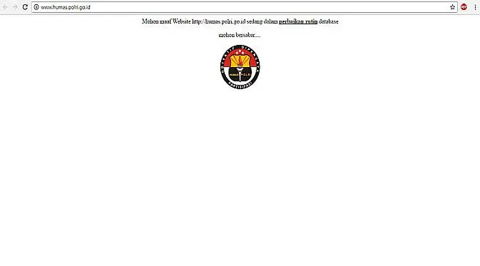 Tampilan website Divisi Humas Polri setelah isu peretasan oleh kelompok hacker Army Anons (Foto: Ist)