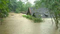 Banjir merendam ribuan rumah di sekitar Pacitan akibat badai Cempaka, Selasa (28/11/2017) (foto: Liputan6.com/BNPB/edhie prayitno ige)