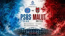 Cover PSBS Biak versus Malut United. (Bola.com/ChatGPT)