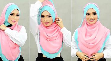 Tips Hijab Menutup Dada Dua Warna Feminin Yang Bikin Cantik Beauty Fimela Com