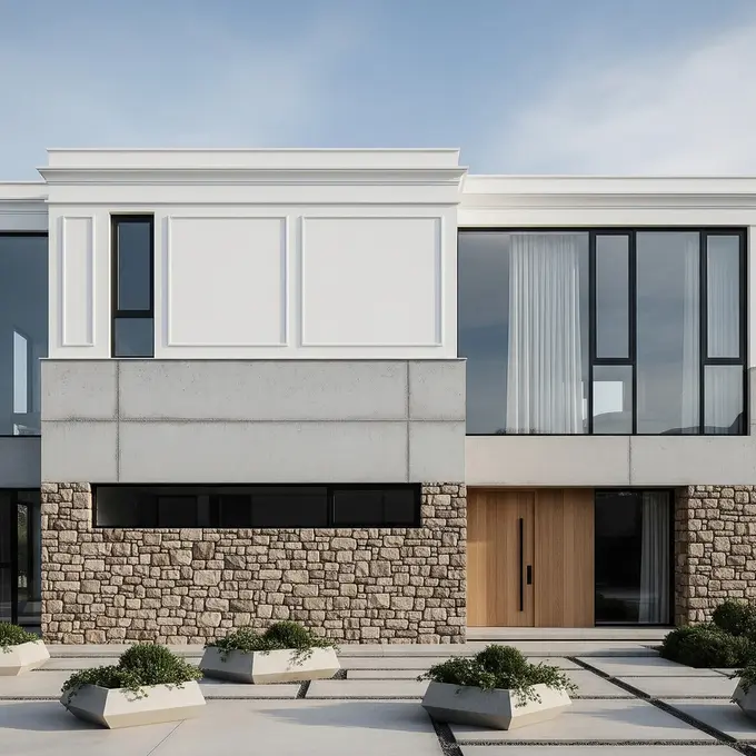 Model Dinding Depan Rumah Minimalis (Image by Gemini AI)