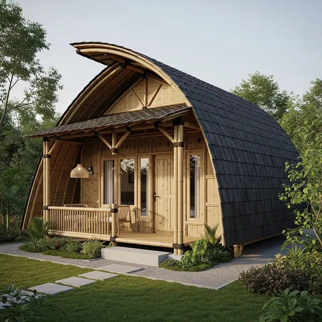 Desain Rumah Rp50 Juta Pakai Bambu Modern