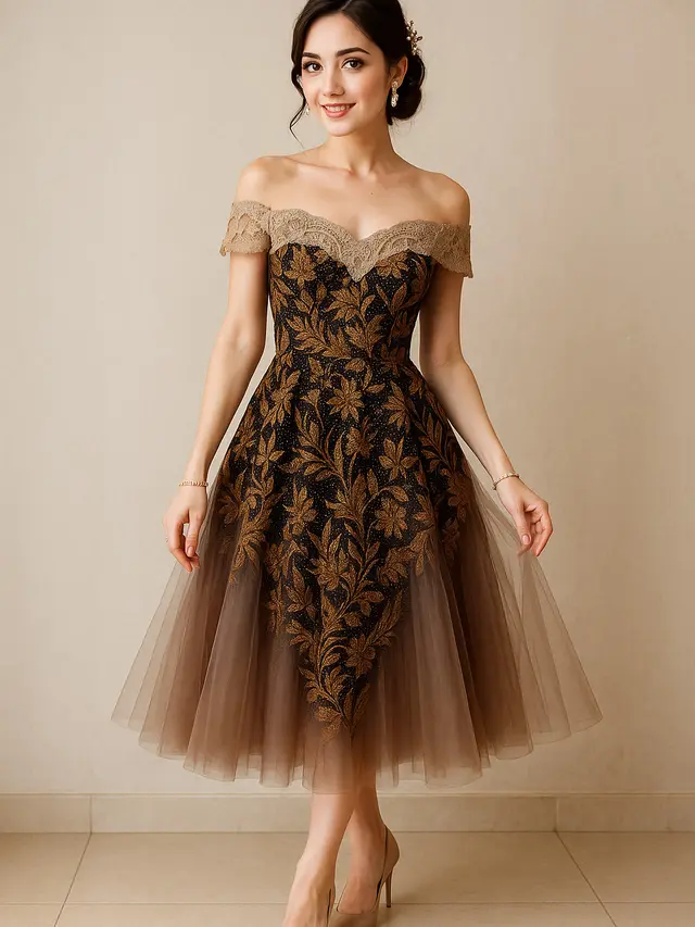 Model Dress Batik Brokat Off Shoulder