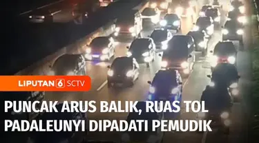 Puncak arus balik lebaran di jalur selatan tol Padaleunyi terjadi pada Sabtu malam. Kendaraan pemudik yang mengarah ke Jakarta dan sekitarnya membeludak, hingga terjadi antrean panjang, sampai lebih dari 10 kilometer.