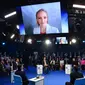 Katerina Tikhonova, putri Putin dan kepala inisiatif pengembangan Innopraktika, menghadiri St. Petersburg International Economic Forum secara virtual di Saint Petersburg, Rusia, pada Kamis (7/6/2024). (Olga Maltseva/AFP)