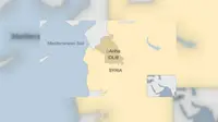 Kota Ariha yang dikuasai 'sahabat' Al Qaeda. (BBC)