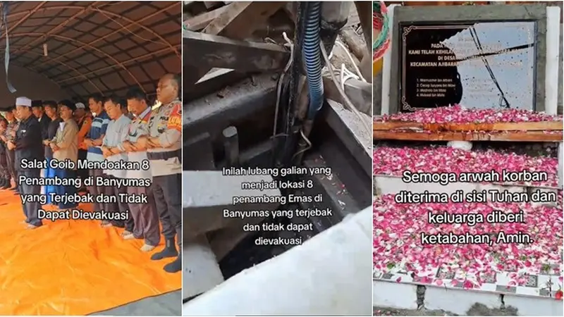 Momen Tabur Bunga 8 Penambang Banyumas yang Tak Bisa Dievakuasi, Adakan Salat Gaib