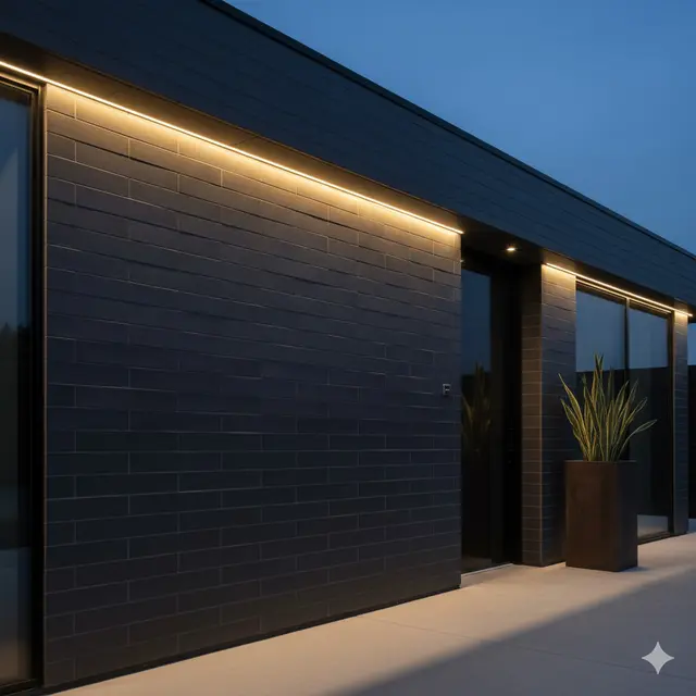 Keramik dinding depan rumah minimalis (Foto: Gemini AI)